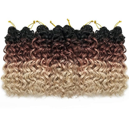 8 Packs Curly Crochet Hair GoGo Curl Crochet hair for Women Deep Wave Braiding hair,Synthetic Bohemian Crochet Braid Water Wave Crochet hair Extensions(1B/30/613, 10inch)