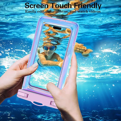 2 Pack Iridescence Universal Waterproof Phone Pouch, Large Phone Waterproof Case Dry Bag (Protection Level: IP68) Outdoor Sports for Apple iPhone,Samsung,and up to 7.5" (Iridescence 2 Pack)
