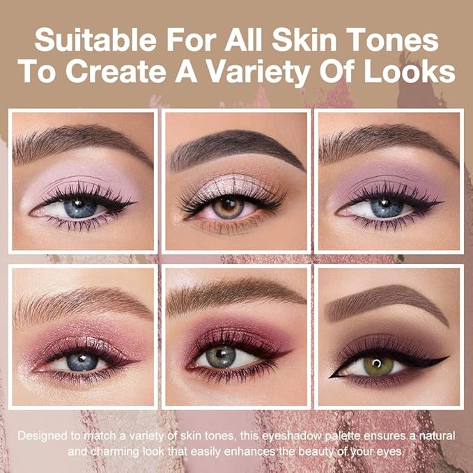 Kaely 6 Colors Mini Rose Gold Pink Eye Shadow Palette Makeup, Neutral Matte Shimmer Eyeshadow Palette for Older Women Highly Pigmented Waterproof, paleta de sombras de ojos, Vegan & Cruelty-free, 04