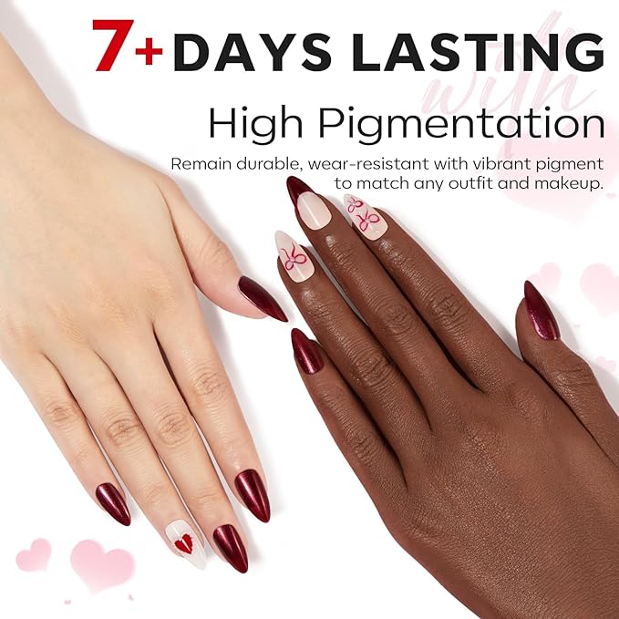 modelones Nail Polish Set, 6 Colors 2025 Summer Classic Apple Red Cat Eye Glitter Mini Quick Dry Nail Lacquer Kit, Ruby Cherry Red Magnetic Sparkle DIY Nail Art Manicure Gift for Women Girls
