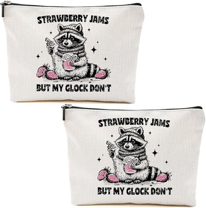 2pcs Raccoon Makeup Bag Sarcastic Humor Cosmetic Bag Funny Pun Animal Raccoon Gifts for Women Friends Sisters Bestie Coworkers Mom Christmas Birthday Gifts Travel Toiletry Bags