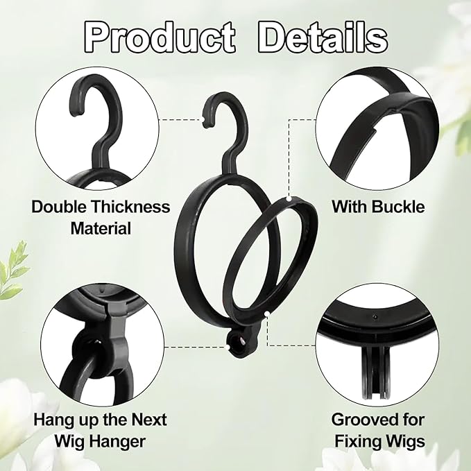 2Packs Hanging Wig Stand 2packs Wig Storage Bags Dust-proof Wig Bags With Hanger With Clear Zipper Closure for Multiple Wigs Hats and Hair Extensions Accessories (White stand-Black bag)