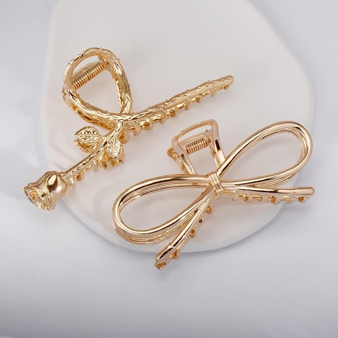 4 Pack Large Metal Hair Clips for Thin to Thick Curly Hair, 4.3 Inch Big Nonslip Gold Color Clamps, Perfect Fashion Jaw Claw Hair Styling Accessories for Women and Girls, Christmas Gifts
