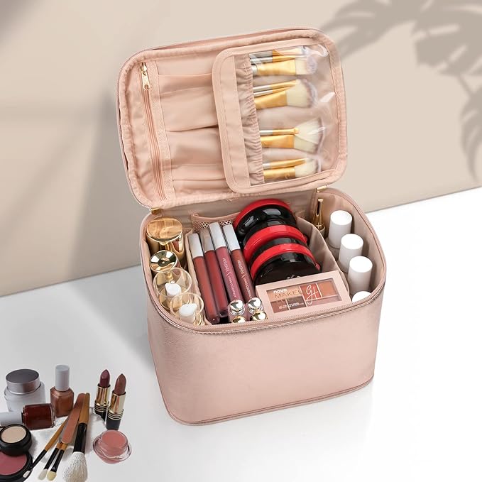 OCHEAL Makeup Bag, Large Travel Makeup Bag Cosmetic Bags for Women Traveling Washable Make Up Bag Organizer Case -Large Rose Gold