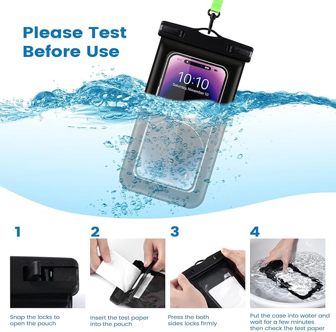 2 Pack Waterproof Phone Pouch, Universal Waterproof Phone Case with Lanyard for iPhone 15/14/13/12/12 Pro Max/Galaxy 21 up to 7.5", IPX8 Waterproof Case Cellphone Dry Bag for Beach Swimming Travel