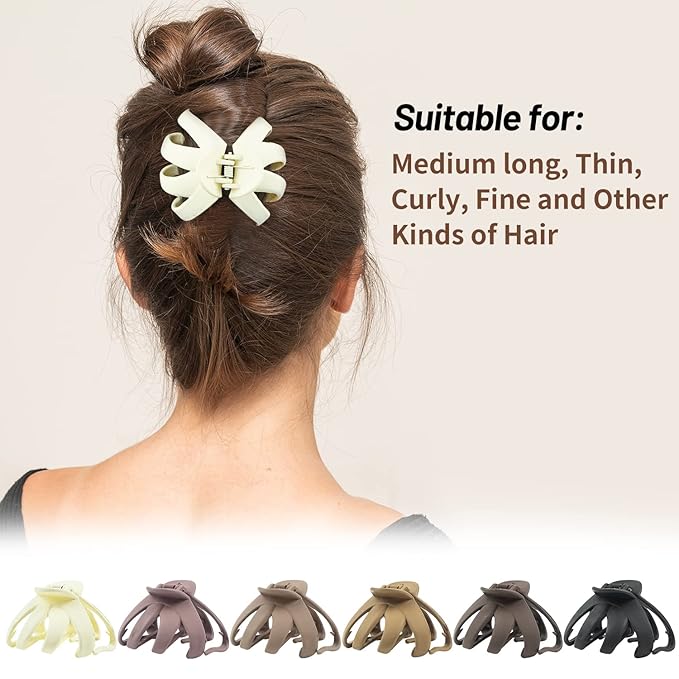 2.8 Inch Medium Octopus Hair Clips for Women, Matte Claw Clips for Thin Hair, Strong Hold Non-slip Spider Octopus Clip for Fine Hair Jaw Clips