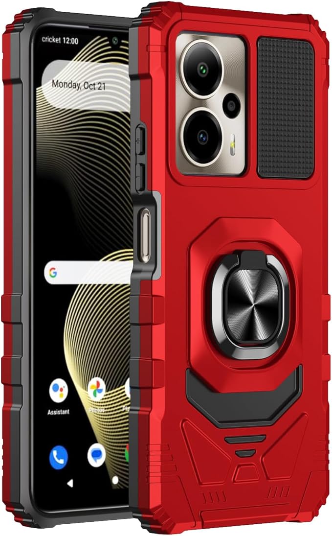 for Cricket Outlast 5G 2024 Case/AT&T Motivate Pro 5G Case with Screen Protector,Dual Layer Military Grade Protection with Ring Stand Phone Case for Cricket Outlast 5G/ATT Motivate Pro 5G Red