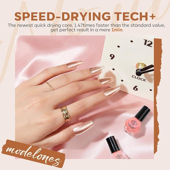 modelones Nail Polish Set, 6 Colors Pearl White Pink Nude Mini Nail Polish Set,Wedding Shimmer Champagne Nail Quick Dry Art DIY Home Salon Nail Art Manicure Gift for Women Girls