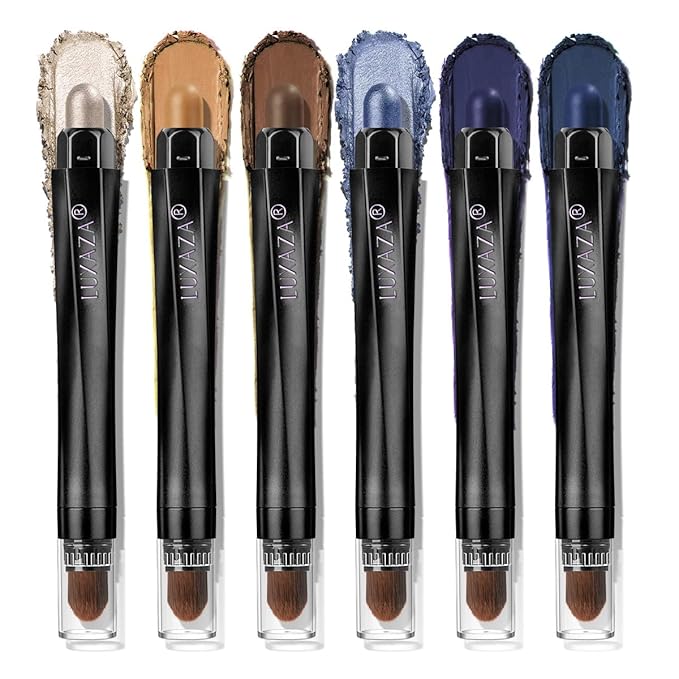 Neutral Eyeshadow Stick Makeup Set, Blue Metallic Shimmer Matte Cream Eye Shadow Eyeliner Brightener Pencil Crayon - JEANS BLUE