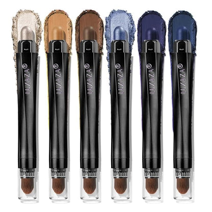 Neutral Eyeshadow Stick Makeup Set, Blue Metallic Shimmer Matte Cream Eye Shadow Eyeliner Brightener Pencil Crayon - JEANS BLUE