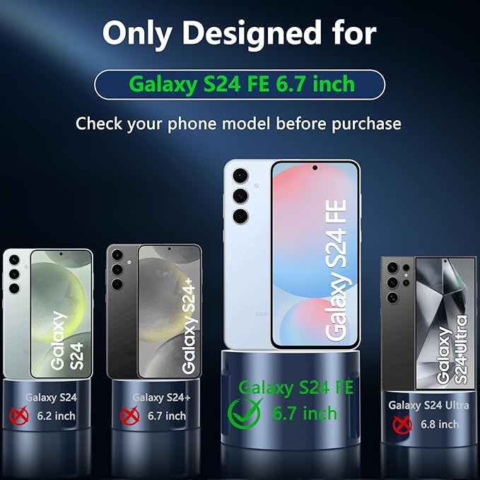 OWKEY for Samsung Galaxy S24 FE Case 6.7'', Magnetic Galaxy S24 FE Case for Magsafe with Tempered Screen Protector [Shockproof Military] Translucent Matte Bumper Phone Cover Samsung S24 FE 5G, Black