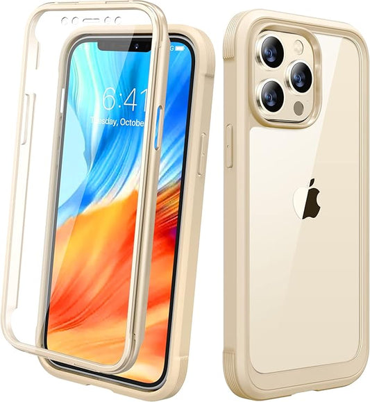 Miracase Designed for iPhone 12 Pro Max Case, Full Body Rugged Case with Built-in Touch Sensitive Anti-Scratch Screen Protector, Soft TPU Case Compatible with iPhone 12 Pro Max 6.7", Bean Yellow