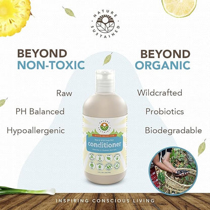 Organic Conditioner - Hypoallergenic, Chemical-Free, Sulfate Free Natural Conditioner for Dry or Damaged Hair, Raw Probiotic Hydrating Soapberry Formula, Gallon, Lemongrass