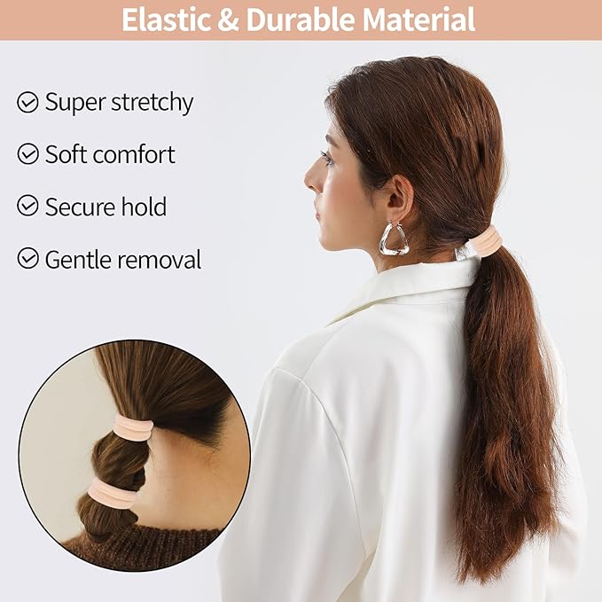 150 Pcs Elastic Hair Ties No Damage for Thick & Thin Hair, Ponytail Holders, Elastics, Soft Pony Tails Bands for Women, Blonde