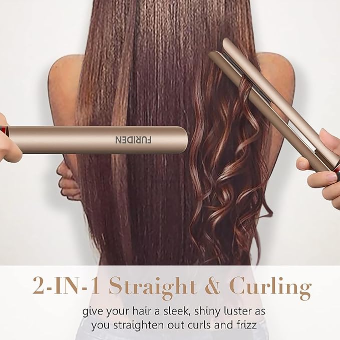 FURIDEN Professional Salon Quality Hair Straightener, Hair Straightener and Curler 2 in 1, Flat Iron Curling Iron in One, Fast Results | Long Lasting