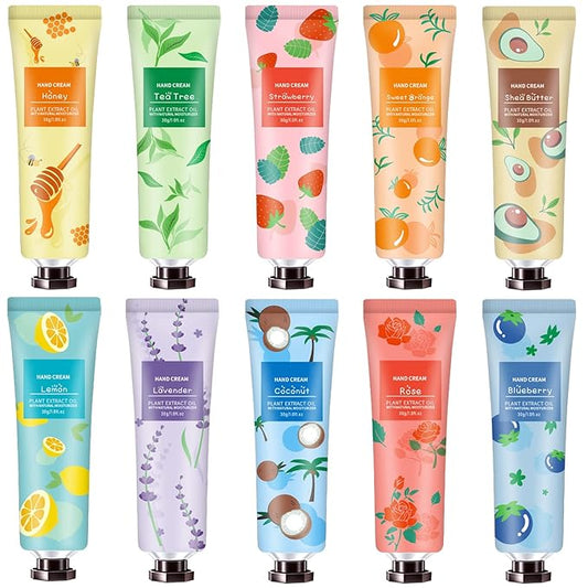 10 Pack Hand Cream for Dry Cracked Hands,Fathers Day Gift for Dad,Teacher Appreciation Gifts,Mom Gifts,Birthday Gifts for Women,Natural Plant Fragrance Mini Hand Lotion Moisturizing Hand Care Cream