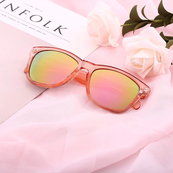 COLOSSEIN Sunglasses Womens,Classic Square Frame UV400 Mirrored Lens,Sunglasses Fit For Beach,Vacation,Driving