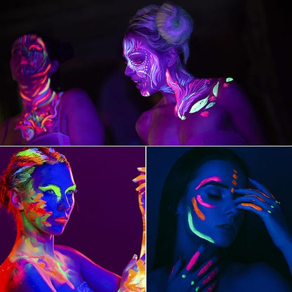 15PCS Glow in the Dark Body & Face Paint Stick,Makeup Face Paint Kit for Kids and Adults Halloween Club Black Light Birthday Party Masquerade Neon Glow Party Supplies