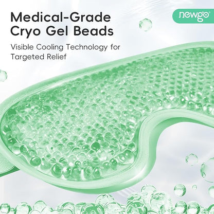 NEWGO Cooling Eye Mask for Puffy Eyes, Cold Eye Mask Eye Ice Pack for After Eyes Surgery, Tension Stress Relief, Itchy Eyes, Headaches, Dark Circles - Green