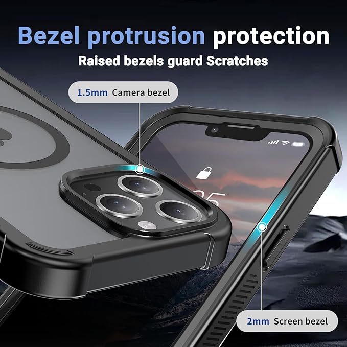 for iPhone 13 Pro Max case, [Compatible with MagSafe][Military Grade Drop Protection][Heavy Duty Protection][Non-Slip][Shockproof] with 2-Layer Durable Bumper Phone Case 6.7''-Black