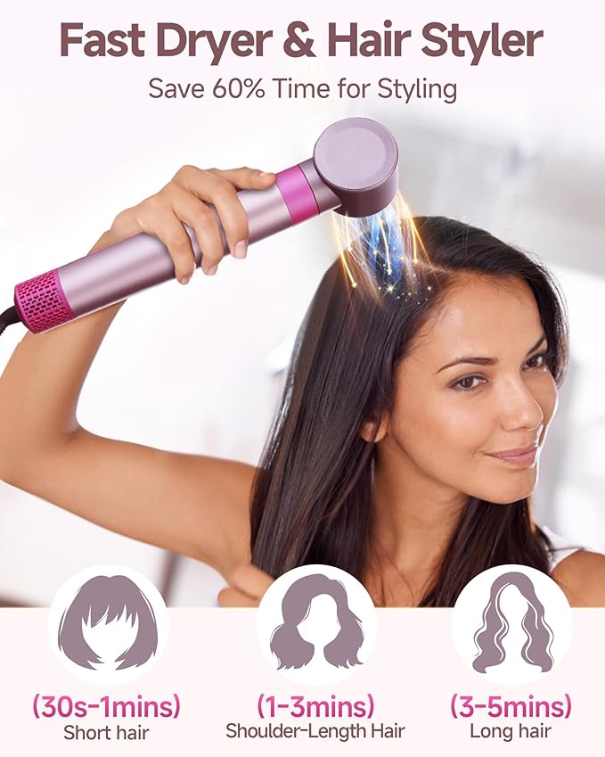 5 in 1 Hair Dryer Brush WindBlow Magic Styler, 110,000 RPM High-Speed Turbo Blow Dryer Brush, Professional 500 Million Negative Ionic Hair Dryer, for Curling Volumizing Air Styling