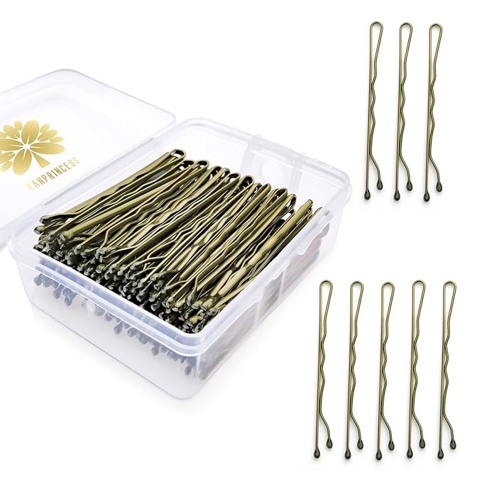 100PCS 2Inches Hair Pins Kit Hair Clips Secure Hold Bobby Pins Hair Clips for Women Girls and Hairdressing Salon With Clear Storage Box(Bronze)