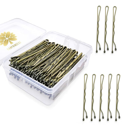 100PCS 2Inches Hair Pins Kit Hair Clips Secure Hold Bobby Pins Hair Clips for Women Girls and Hairdressing Salon With Clear Storage Box(Bronze)