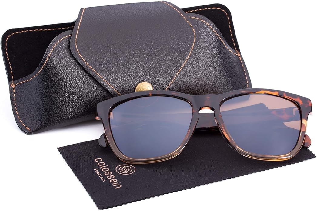 COLOSSEIN Sunglasses Womens,Classic Square Frame UV400 Mirrored Lens,Sunglasses Fit For Beach,Vacation,Driving