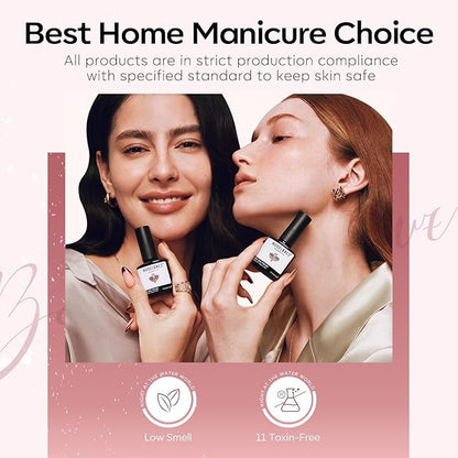 modelones Gel Nail Polish Set 2 Pcs 15 ML French Tip Red White Jelly Gel Polish Glitter Shimmer Pearl Pink Soak Off UV French Tip Gel Polish For Nail Art DIY Manicure At Home For Women Girl