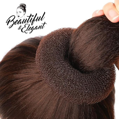 Teenitor Donut Hair Bun Maker Set - 7 Rings (1 Extra-Large, 2 Large, 2 Medium, 2 Small), 5 Elastic Bands, 20 Hair Pins, Dark Brown