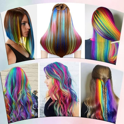 36 Pcs Colored Clip in Hair Extensions 20 Inch Long Straight Party Highlights Colorful Hair Extensions Synthetic Hairpieces for Women Kids Girls(18 colored)