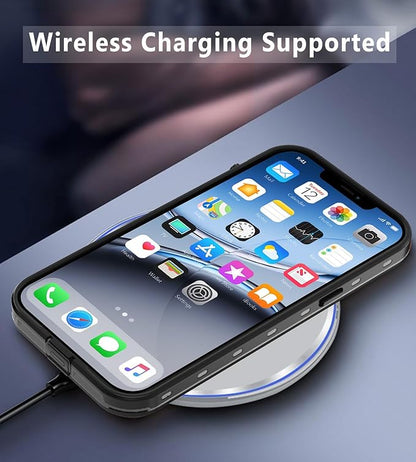Design for iPhone 12 Pro Max Case Waterproof, Full Body Underwater Dustproof Shockproof Case Built-in Screen Protector - Clear