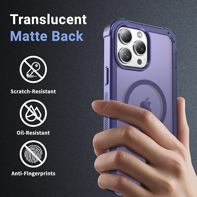 for iPhone 13 Pro Max case, with [Compatible with MagSafe][Military Grade Drop Protection][Heavy Duty Protection][Non-Slip][Shockproof] with 2-Layer Durable Bumper Phone Case 6.7''-Dark Purple
