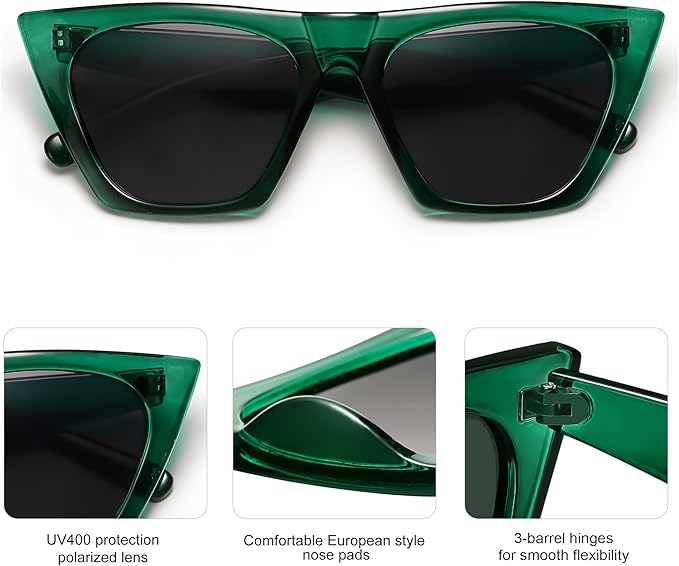SOJOS Trendy Oversized Square Cateye Polarized Sunglasses Womens Big Frame Shades SJ2115