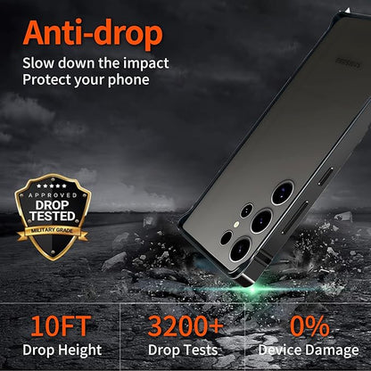 New Aluminum Frame Metal Bumper Frame Slim Hard Cover Suitable for Samsung s25ultra case, Metal Frame with Soft Inner Bumper, Raised Edge Protection (Titanium Gray, Galaxy S25 Ultra)