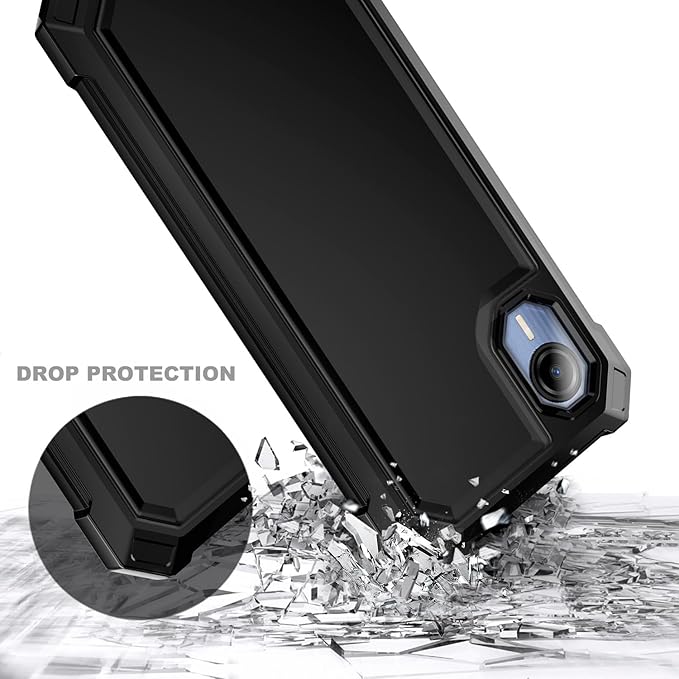 Designed for Cricket Debut S2 Case, Calypso 4 with [Built-in Screen Protector], Full-Body Protective Shockproof Rugged Bumper Cover, Impact Resist Phone Case (Black)