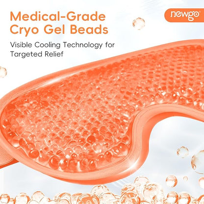 NEWGO Cooling Eye Mask for Puffy Eyes, Cold Eye Mask Eye Ice Pack for After Eyes Surgery, Tension Stress Relief, Itchy Eyes, Headaches, Dark Circles - Orange