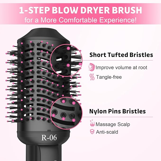 4-in-1 Hair Dryer Brush - Blow Dryer and Styler in One, Hot Air Brush with Oval Barrel for Volumizing, Suitable for All Hair Types