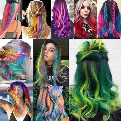 26 Packs Colored Hair Extensions 20Inch Straight Multi-Colors Party Highlights Clip In Hair Extension Synthetic Rainbow Hairpieces for Girls Kids Gift(13 colored)