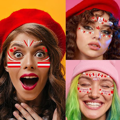10 Sheets 4th of July Flag Temporary Tattoos Stickers Face Eye Body Makeup Red Maple Leaf Star Hat Heart Butterfly Patriotic Party Decor Supplies