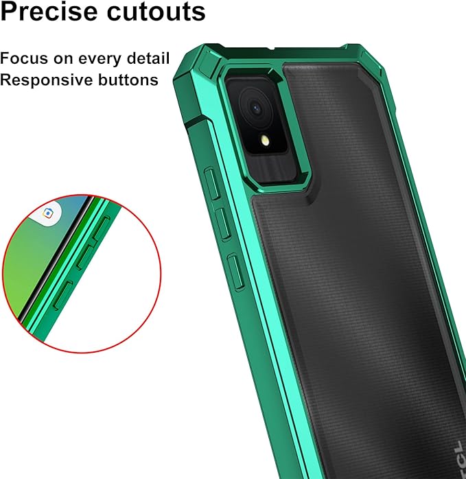 Ailiber Case for TCL K11, TCL T432W Phone Case with Screen Protector, Dual Layer Shockproof Bumper, Clear Transparent Anti Yellowing, Military Grade Drop Protection Cover-Green