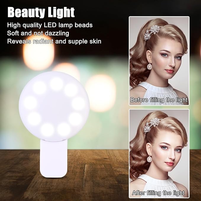 Ring Light of Pocket-Size: Rechargeable Small Ring Light for Phone, Laptop & Makeup - Perfect for Small & Adults, Portable Selfie Light (White)