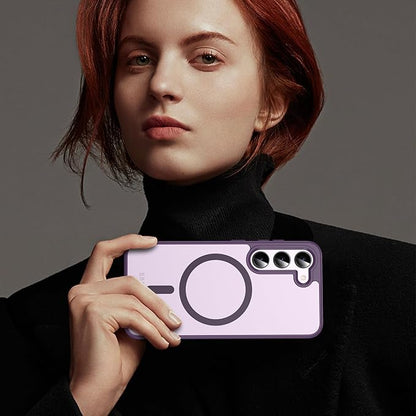 OWKEY for Galaxy S23 Case 6.1'', Magnetic Samsung Galaxy S23 Case for Magsafe with Screen Protector, [Military Grade Protection] Shockproof Phone Cover S23 Case Protective Case for Samsung S23, Purple