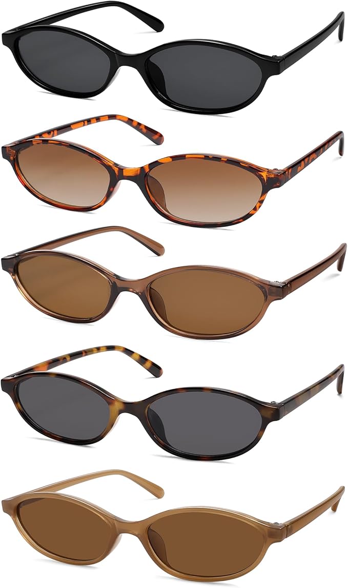 Retro Oval Cat Eye Sunglasses for Women Y2k Trendy Narrow Sunnies Designer Sun Glasses AR82253