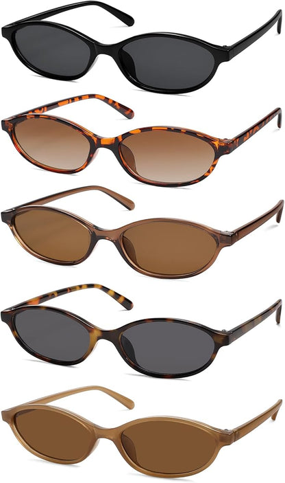 Retro Oval Cat Eye Sunglasses for Women Y2k Trendy Narrow Sunnies Designer Sun Glasses AR82253