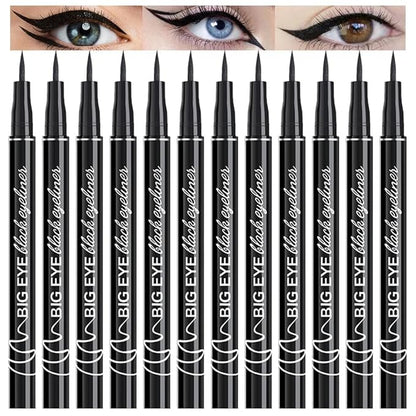 12-Pieces Matte Liquid Eyeliner Pens Set, Eye Ink Liner Makeup, Quick Drying, Smudge-Resistant, Vegan Formula (Pack of 12) (Black)