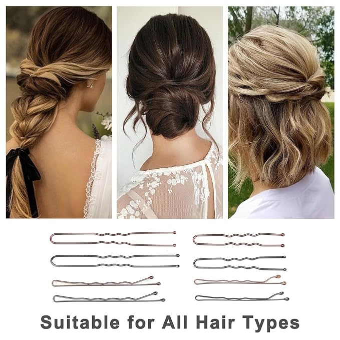 250 Pcs Hair Pins Bobby Pins Black with Storage Box, Wavy Bobby Pins 2inch 2.4inch, U Shaped Hair Pins 2inch 2.8inch, Suitable for All Hair Types, Hair Clips Hair Pin for Women and Girls