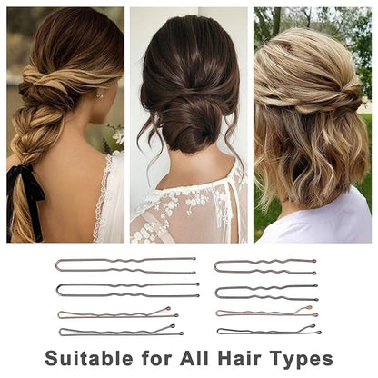 250 Pcs Hair Pins Bobby Pins Black with Storage Box, Wavy Bobby Pins 2inch 2.4inch, U Shaped Hair Pins 2inch 2.8inch, Suitable for All Hair Types, Hair Clips Hair Pin for Women and Girls