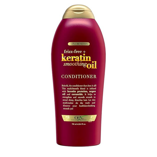 OGX Frizz-Free + Keratin Smoothing Oil Conditioner, 25.4 fl oz