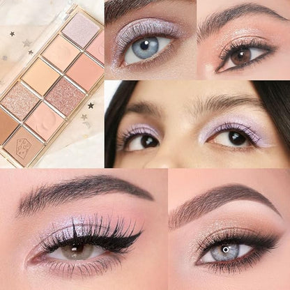 10Colors Nude Pink Rose Gold Colorful Eyeshadow Palette Makeup,Natural Neutral Highly Pigmented Eye Shadow,Naturing-Looking Long Lasting Waterproof Blendable Hypoallergenic Suitable for Beginners